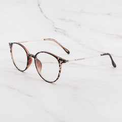 Leopard Print Round Frame Anti Light Glasses