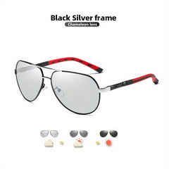 CoolPandas Aviation Sunglasses - Men's Photochromic Polarized Anti Glare Eyewear