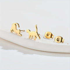 Small Stainless Steel Cat Stud Earrings For Men