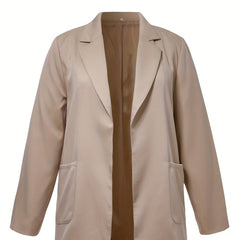  Casual Blazer Women's Plus Solid Long Sleeve Lapel Collar Workwear Bla