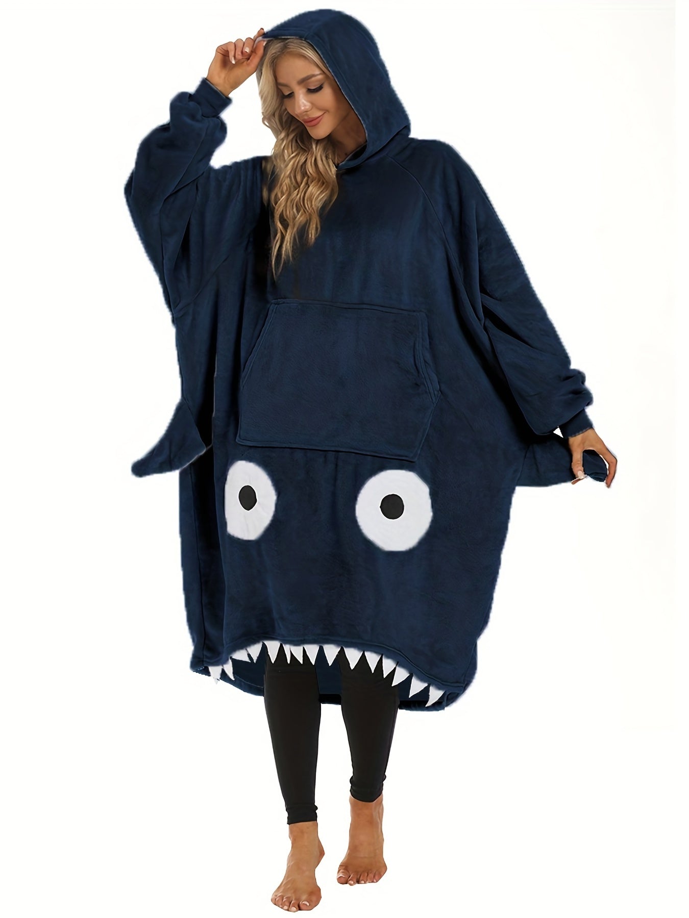  Shark Pattern Cozy Robe Wearable Blanket