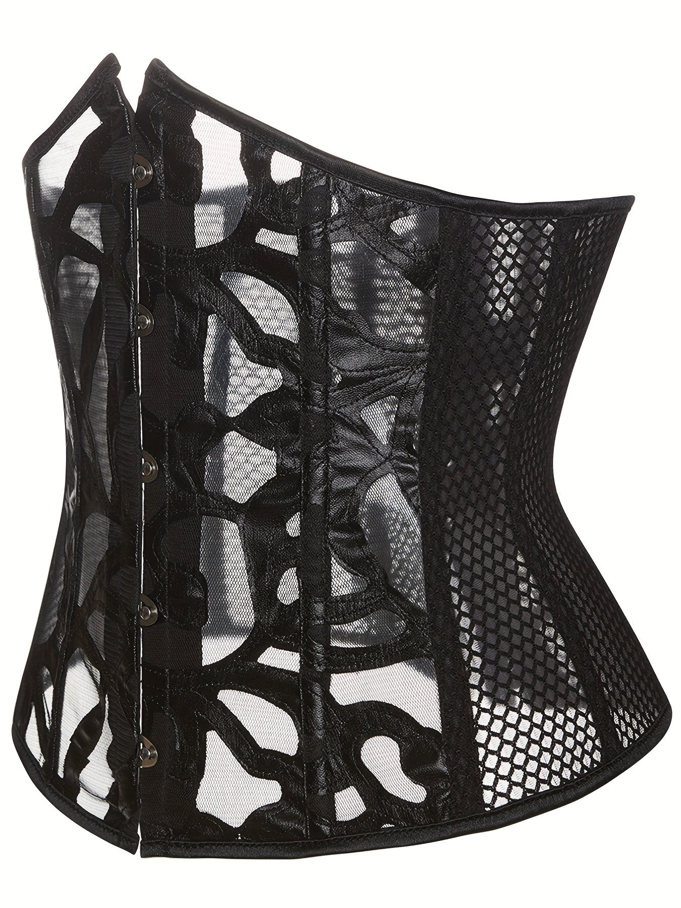 Strapless Fishnet Corset Bustier Lace Up Body Shaper