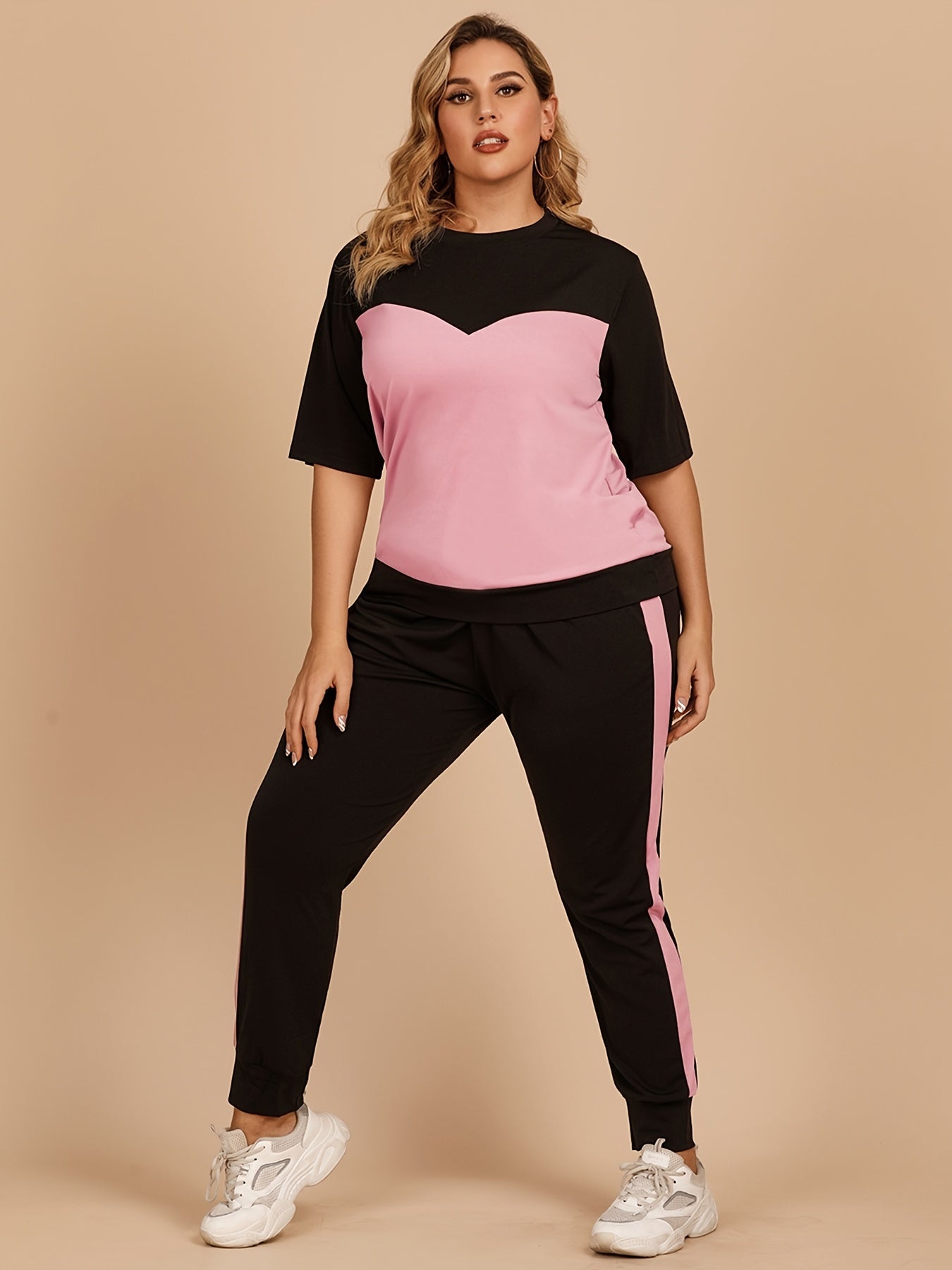  Colorblock Tee & Pants Set Women's  Medium Stretch
