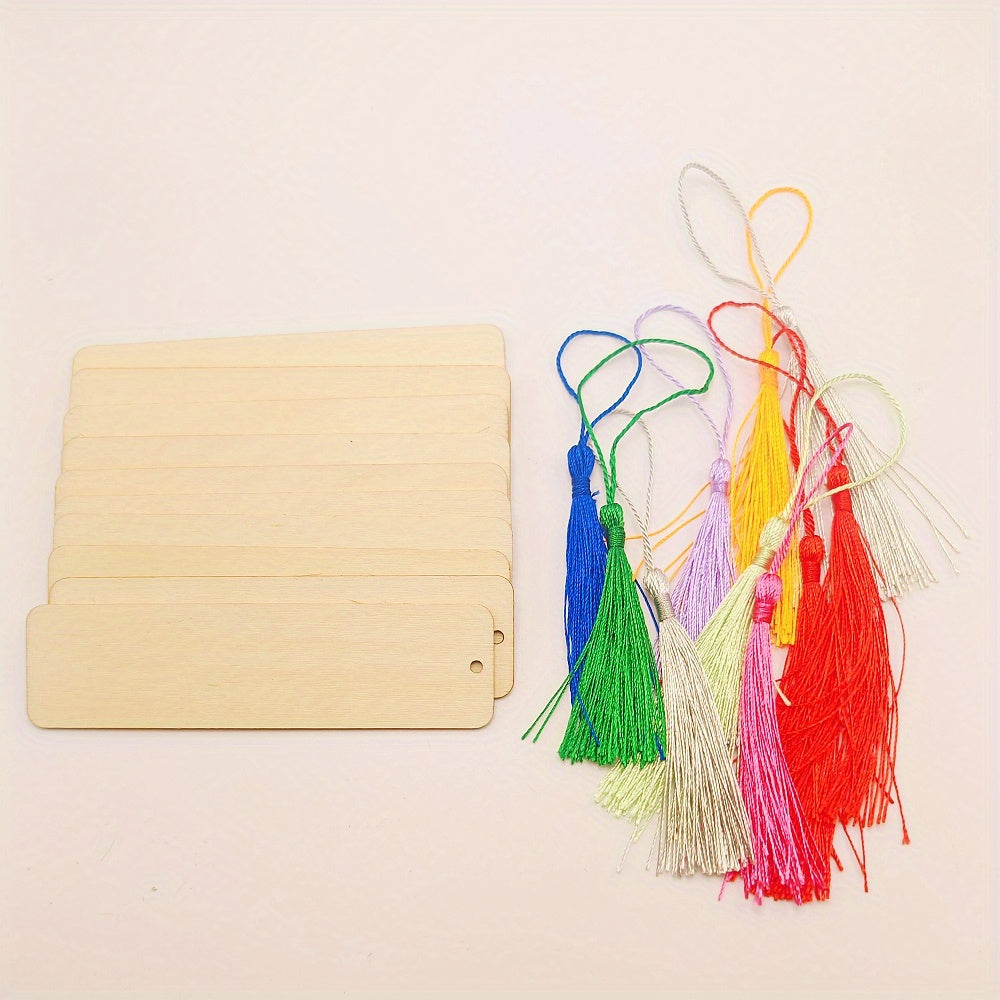 DIY Wooden Bookmark Set for Customizing and Painting with Tassel Tag
