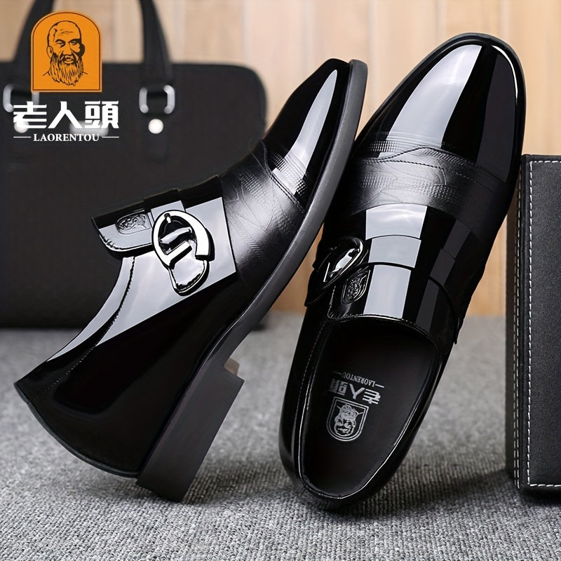 LAORENTOU Men's Leather Elevator Shoes Non Slip Formal for Business Wedding