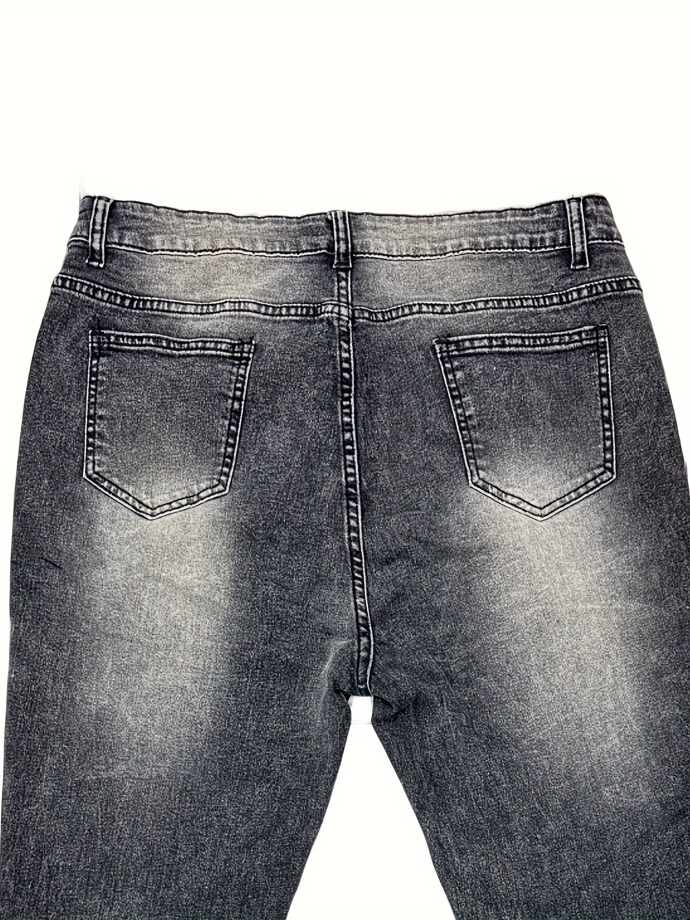  High Rise Skinny Jeans, Distressed Ripped, Button Fly