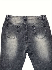  High Rise Skinny Jeans, Distressed Ripped, Button Fly
