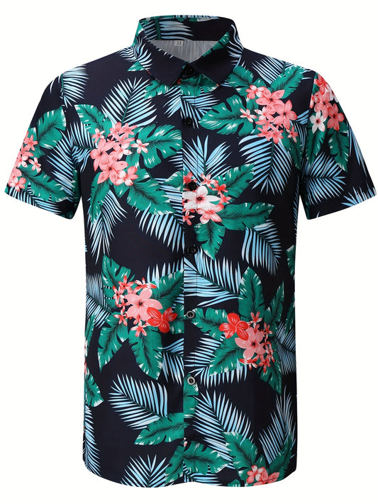 Hawaiian Style Print Men's Short Sleeve Shirt for Summer Vacation