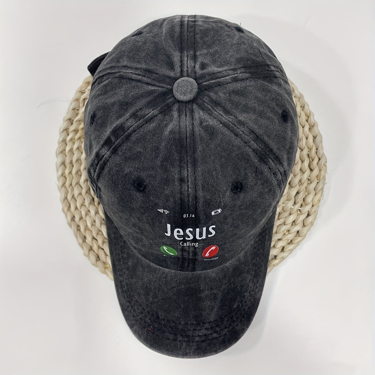 JESUS CALL Washed Denim Baseball Cap For Men And Women