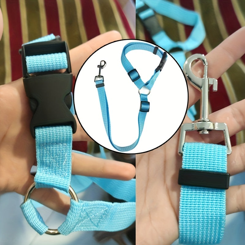 2 In 1 Pet Car Seat Belt Nylon Lead Leash Backseat Safety Belt Adjustable