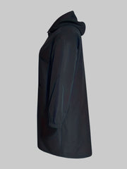  Solid Hooded Zipper Long Sleeve Dress With Pockets