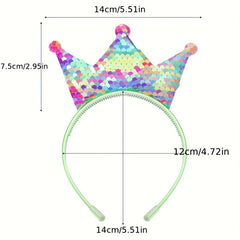 Sequin Crown Headband Holographic Hair Hoop Y2K Accessories