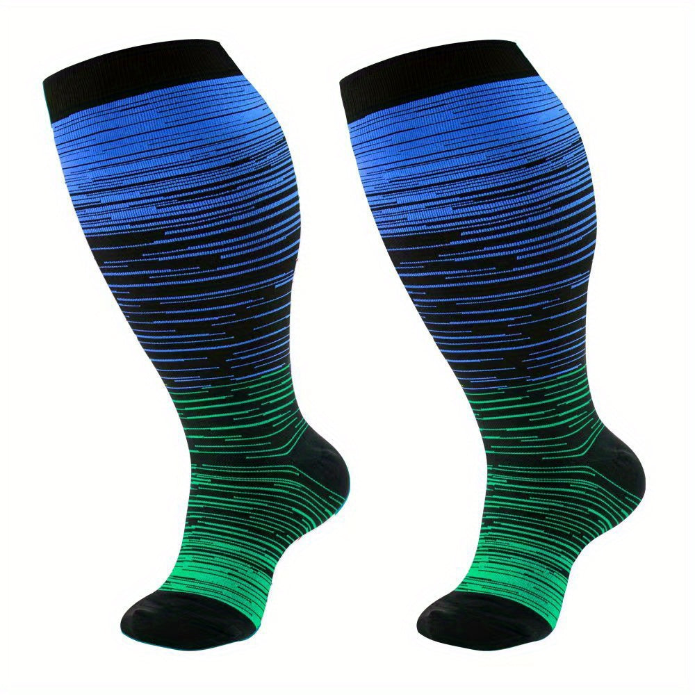 3 Pairs Plus Size Compression Socks 20 30 Mmhg Knee High Support Stockings