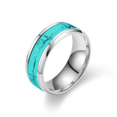 Heart-shaped Titanium Steel Ring Luminous Couple Ring