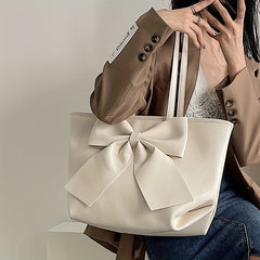 Beige Tote Bag Large Capacity Stylish Shoulder Handbag
