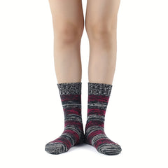 2 Pairs Stripe Print Socks Warm Mid Tube Women's Stockings