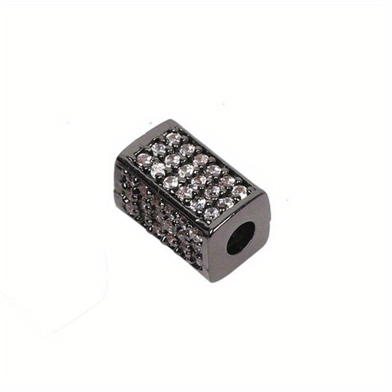 Brass CZ Tube Bead Bracelet Pendant Micro Inlaid Gasket DIY Jewelry