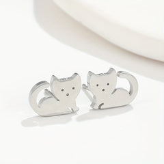 2pcs Men's Stainless Steel Cat Earrings