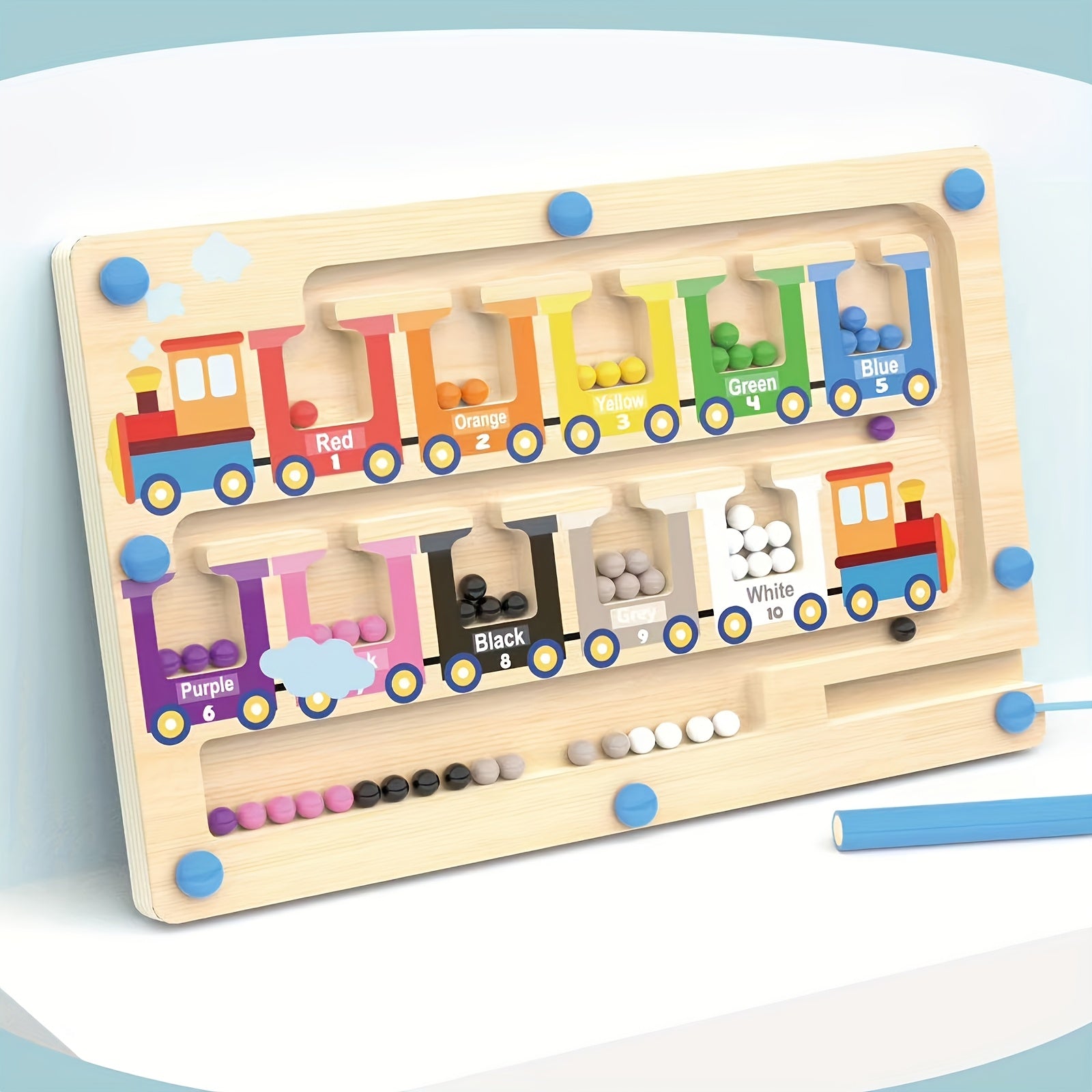 Wooden Magnetic Number Maze Train Toy