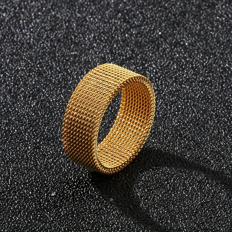 Funky Braided Mesh Texture Stainless Steel Ring