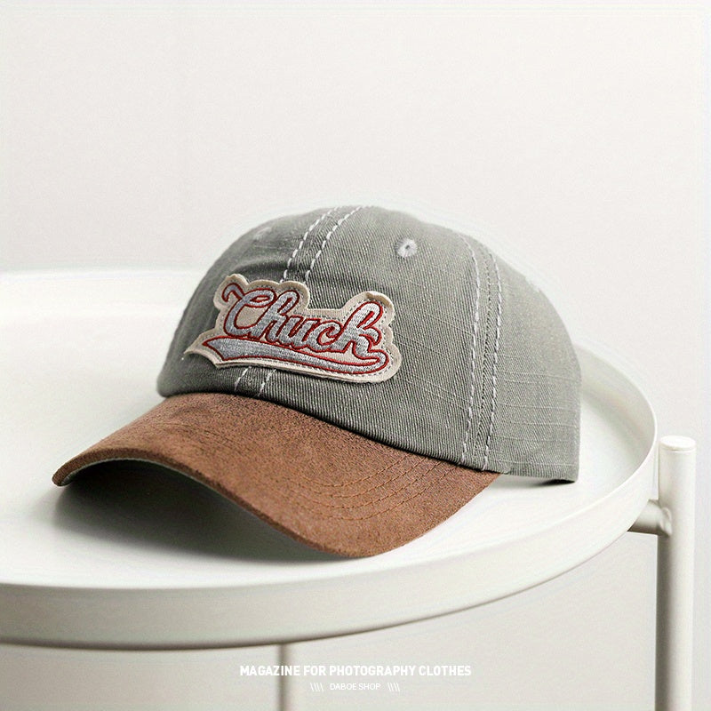 Vintage Frayed Brim Cap Curved Brim Pleated Peaked Cap Sun Protection