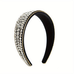 Glitter Rhinestone Headband for Women Wide Brim Headdress