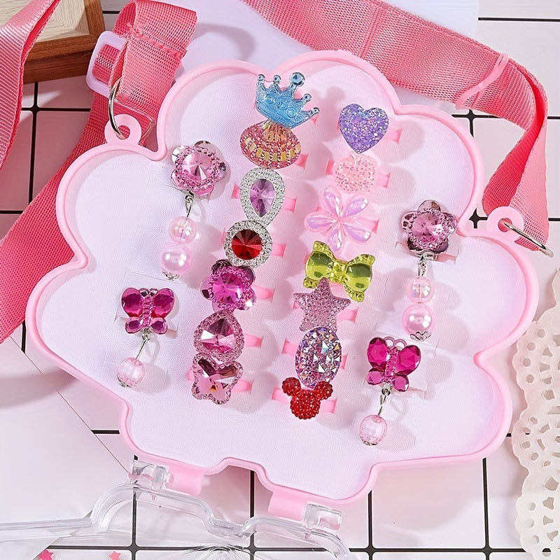 Children's Rings Girls Toys Baby Ear Clip Jewelry Box Princess Trinkets