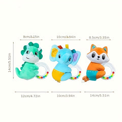 Baby Bell Elephant Plush Sensory Toy with Bells & Buttons Multicolor
