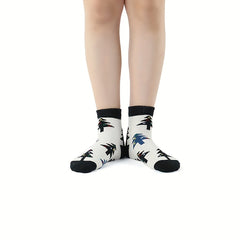 4 Pairs Cartoon Christmas Print Comfy Crew Socks Women's Stockings