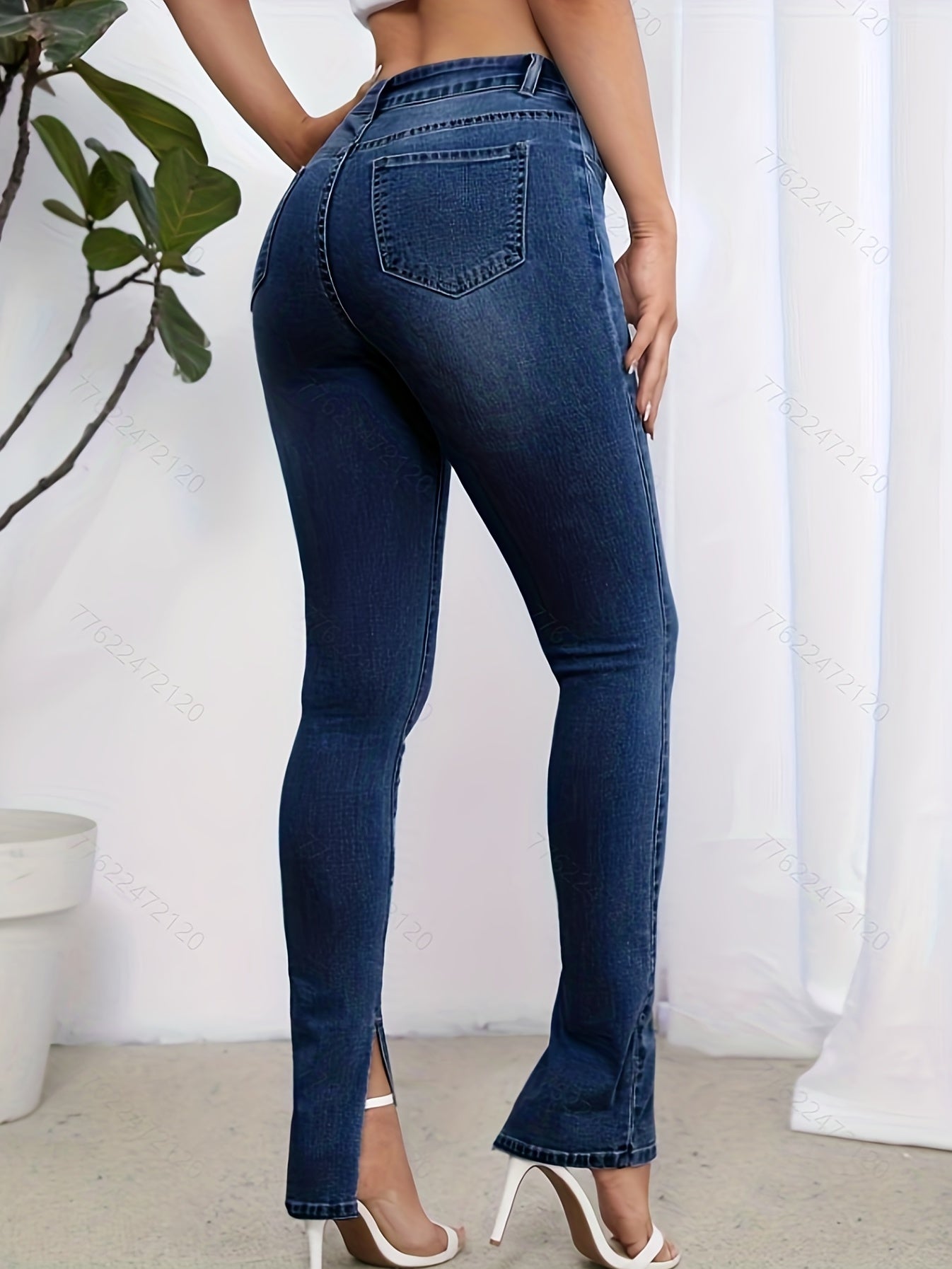 High Waist Dark Skinny Jeans for Women