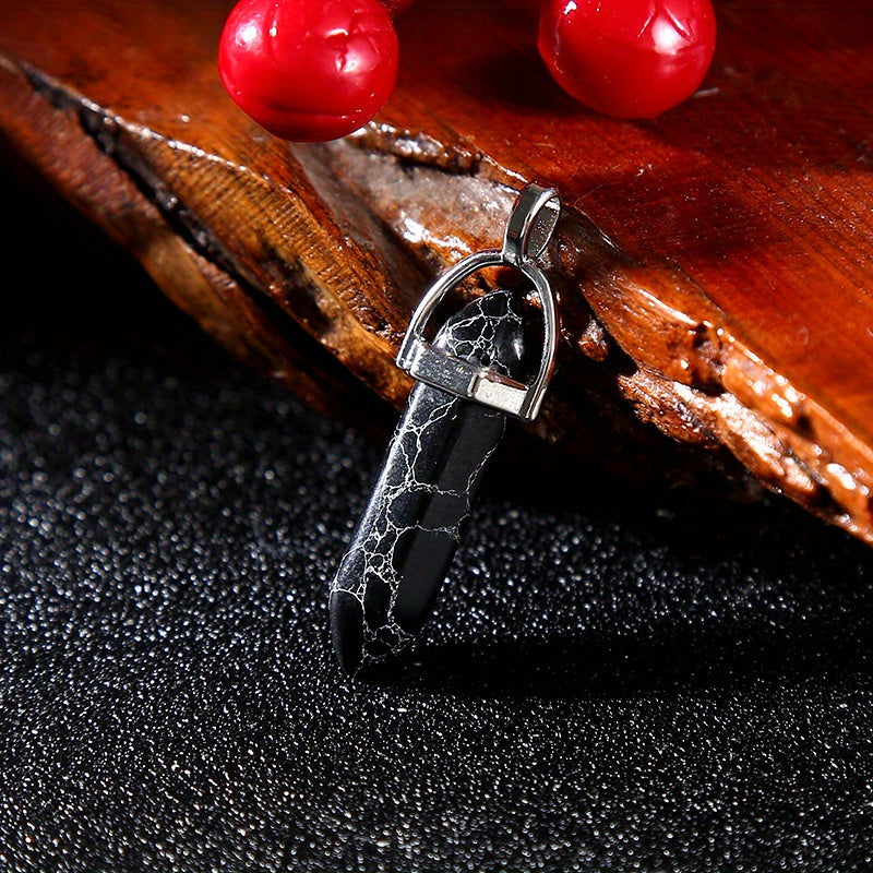 Colorful Pine Stone Hexagonal Column Pendant DIY Jewelry Accessories