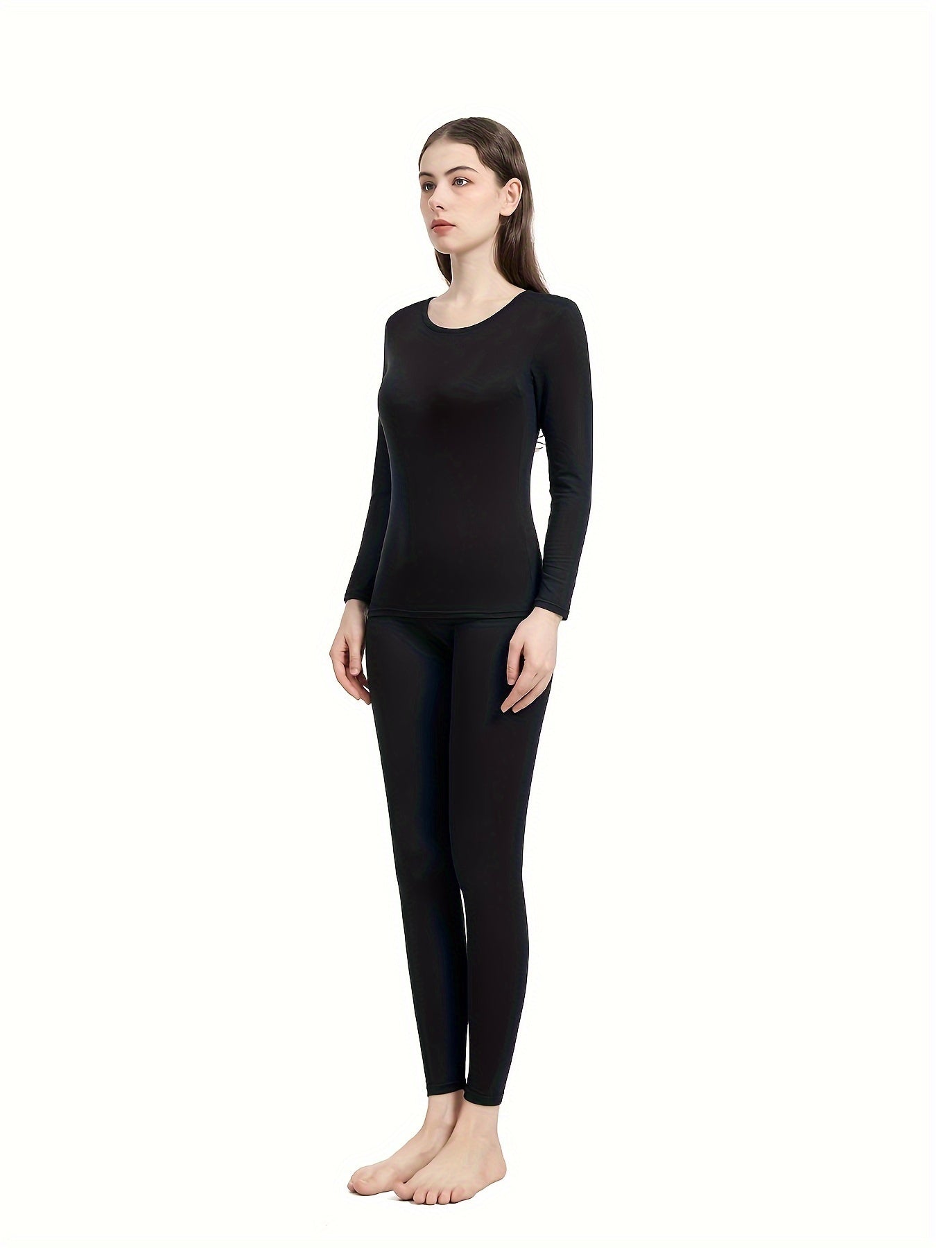 Women's Thermal Underwear Set Long Sleeve Crew Neck Tops & Pants