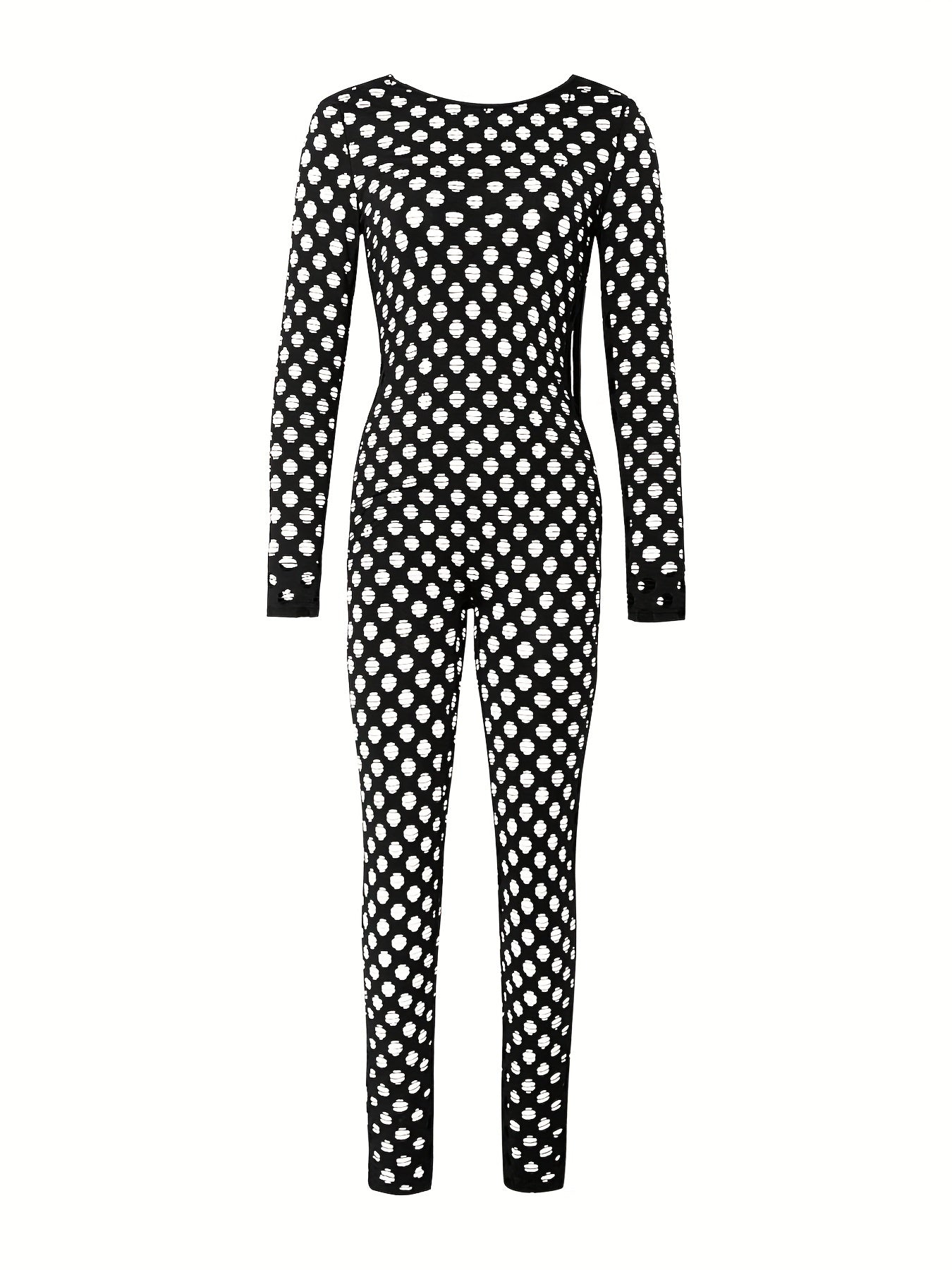 Long Sleeve Skinny Jumpsuit Crew Neck