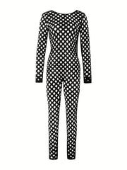 Long Sleeve Skinny Jumpsuit Crew Neck