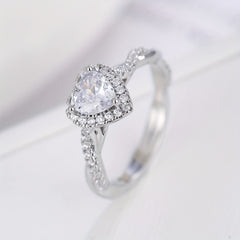 Men's Copper Micro Heart Lord Faux Diamond Stone Ring