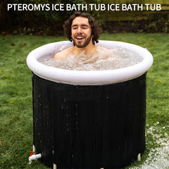 Portable Ice Bath Tub Hot/Cold Water Bucket w/ Double Drainage