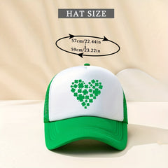 Peach Heart Lip Lucky Clover Baseball Cap Trucker Hat