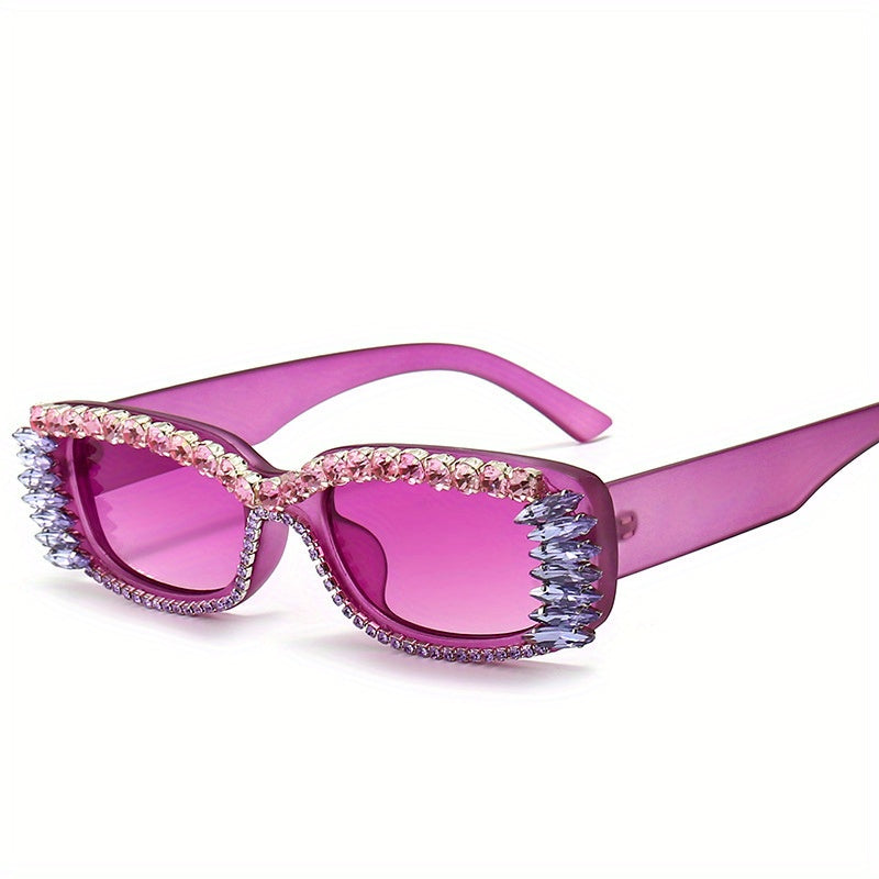 Y2K Rhinestone Square Sunglasses For Women UV400 Sun Shades