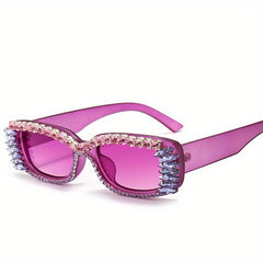 Y2K Rhinestone Square Sunglasses For Women UV400 Sun Shades