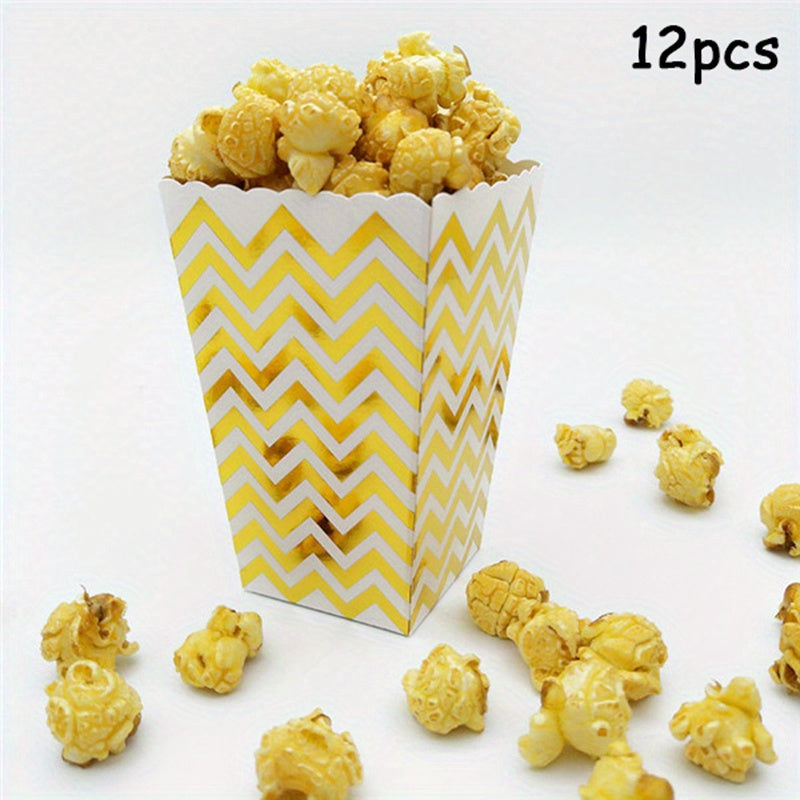 12pcs Dot Wave Striped Popcorn Boxes for Xmas Weddings Birthdays