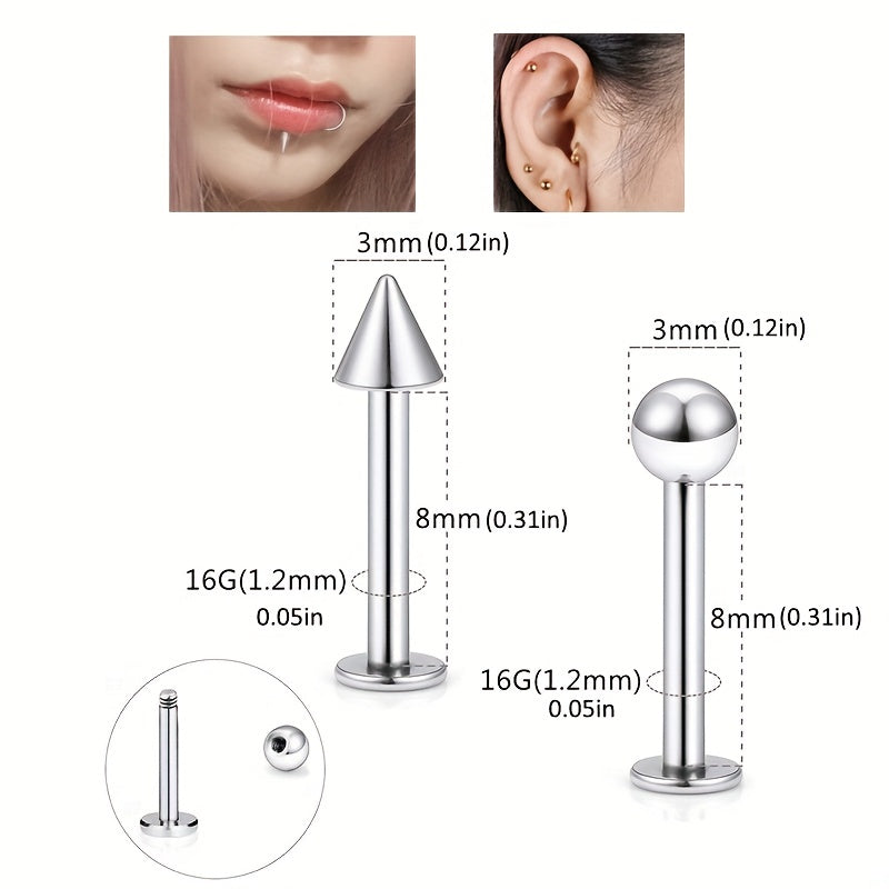 8pcs Titanium Rings Body Piercing Set Men