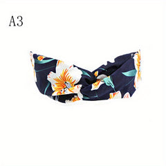 Boho Style Cross Knotted Headband Flower Prints