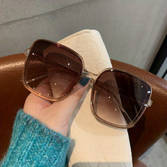 Square Frame Sunglasses Gradient Lens Rivet Decor UV400