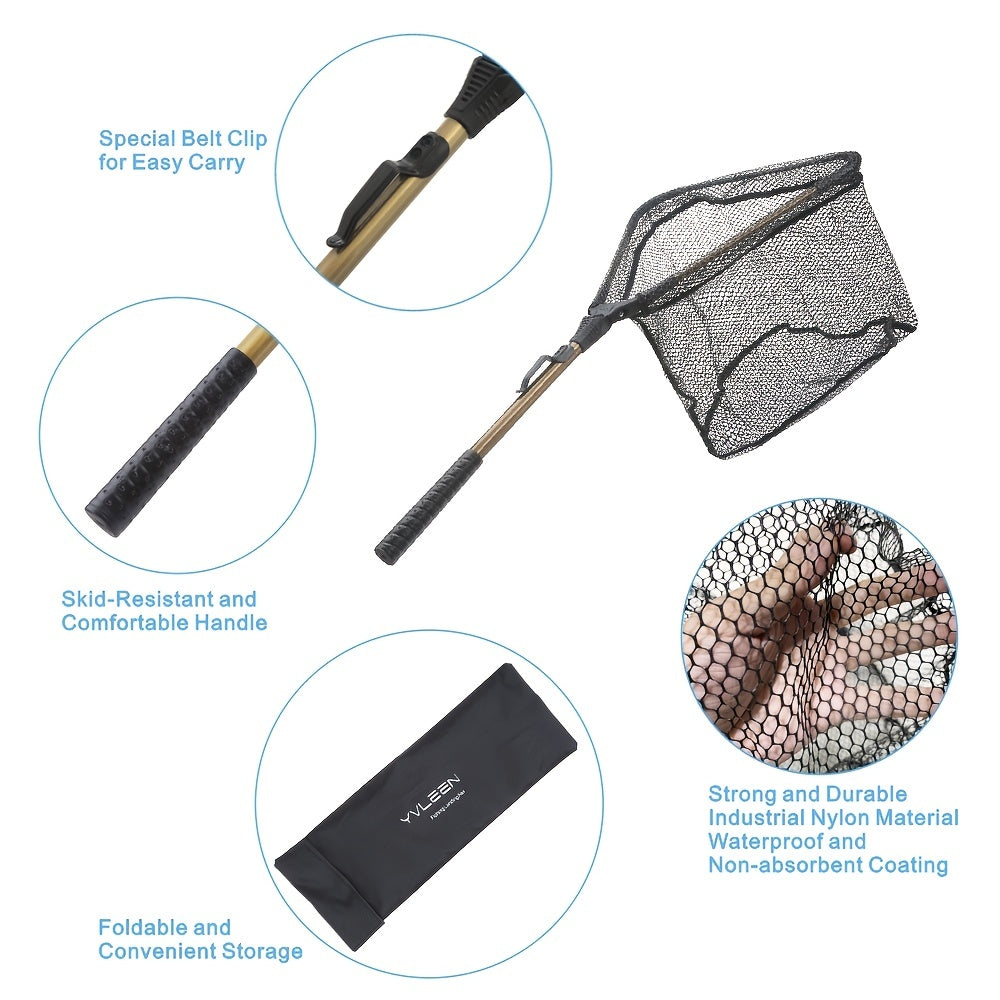Foldable Fishing Net Telescopic Aluminum Handle 16in Hoop Size