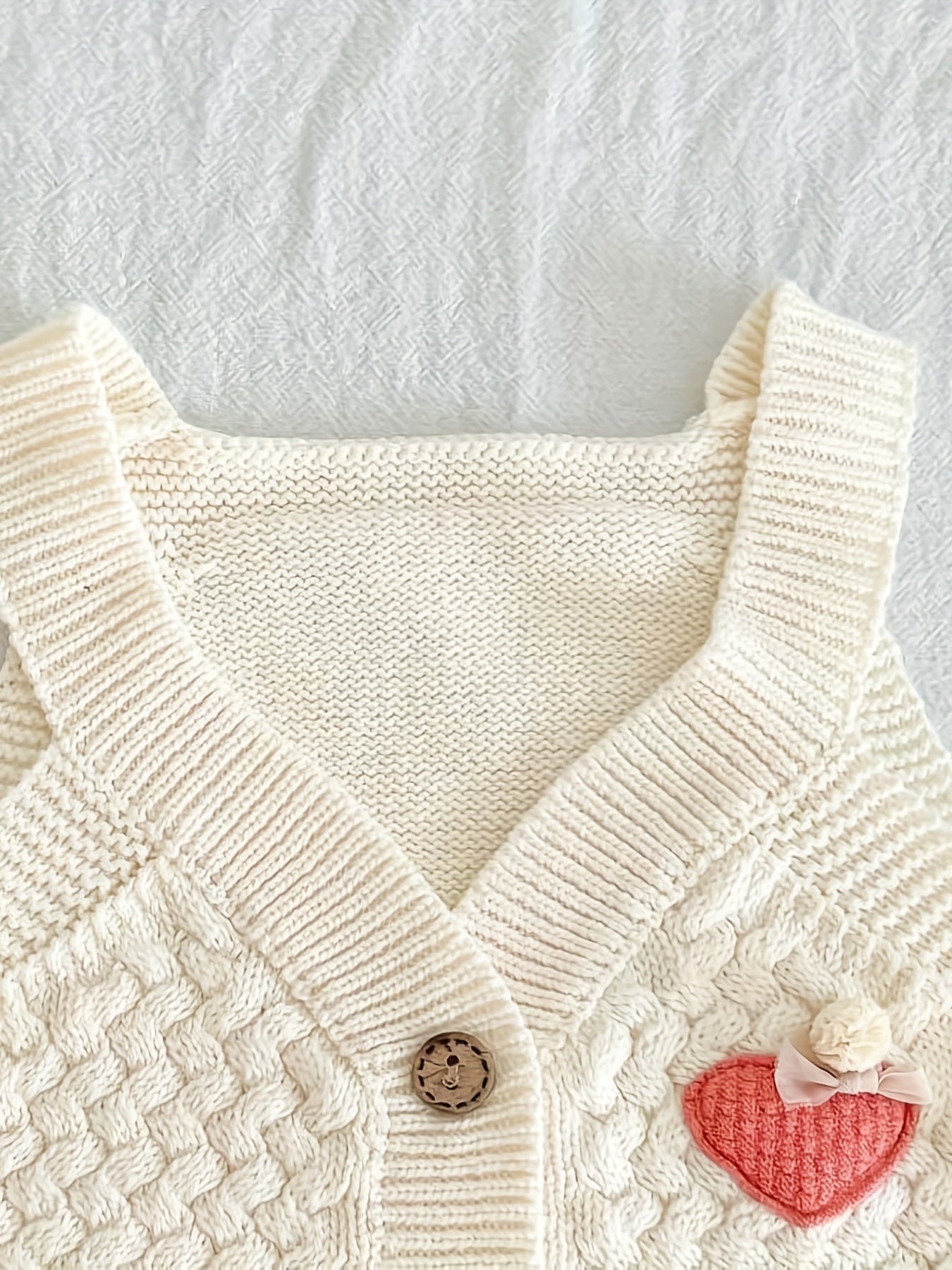 Baby Girl Love Knitted Vest Coat V Neck Botton Cotton Sweater