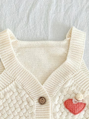 Baby Girl Love Knitted Vest Coat V Neck Botton Cotton Sweater