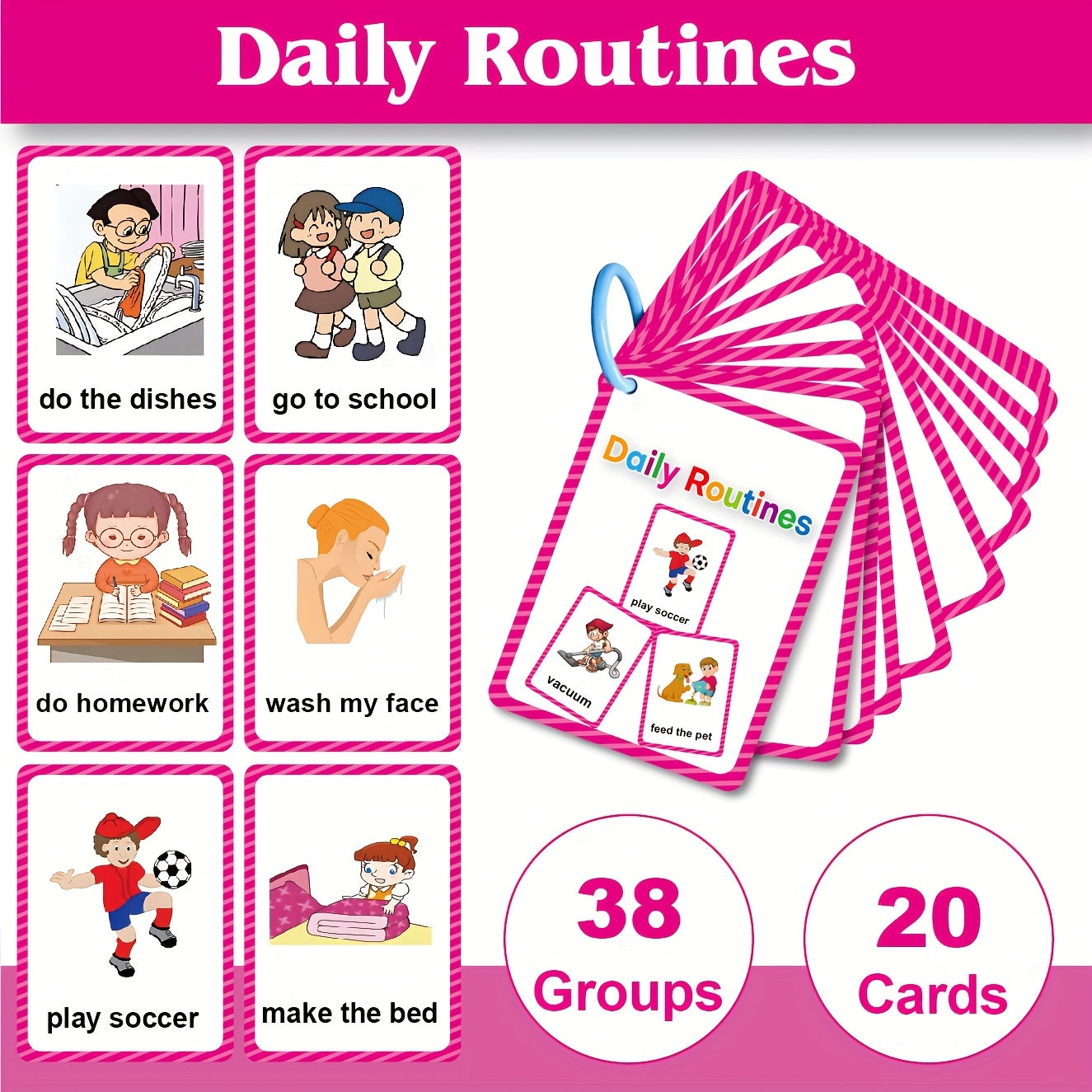 Daily Routines Flashcards for Beginning Reading