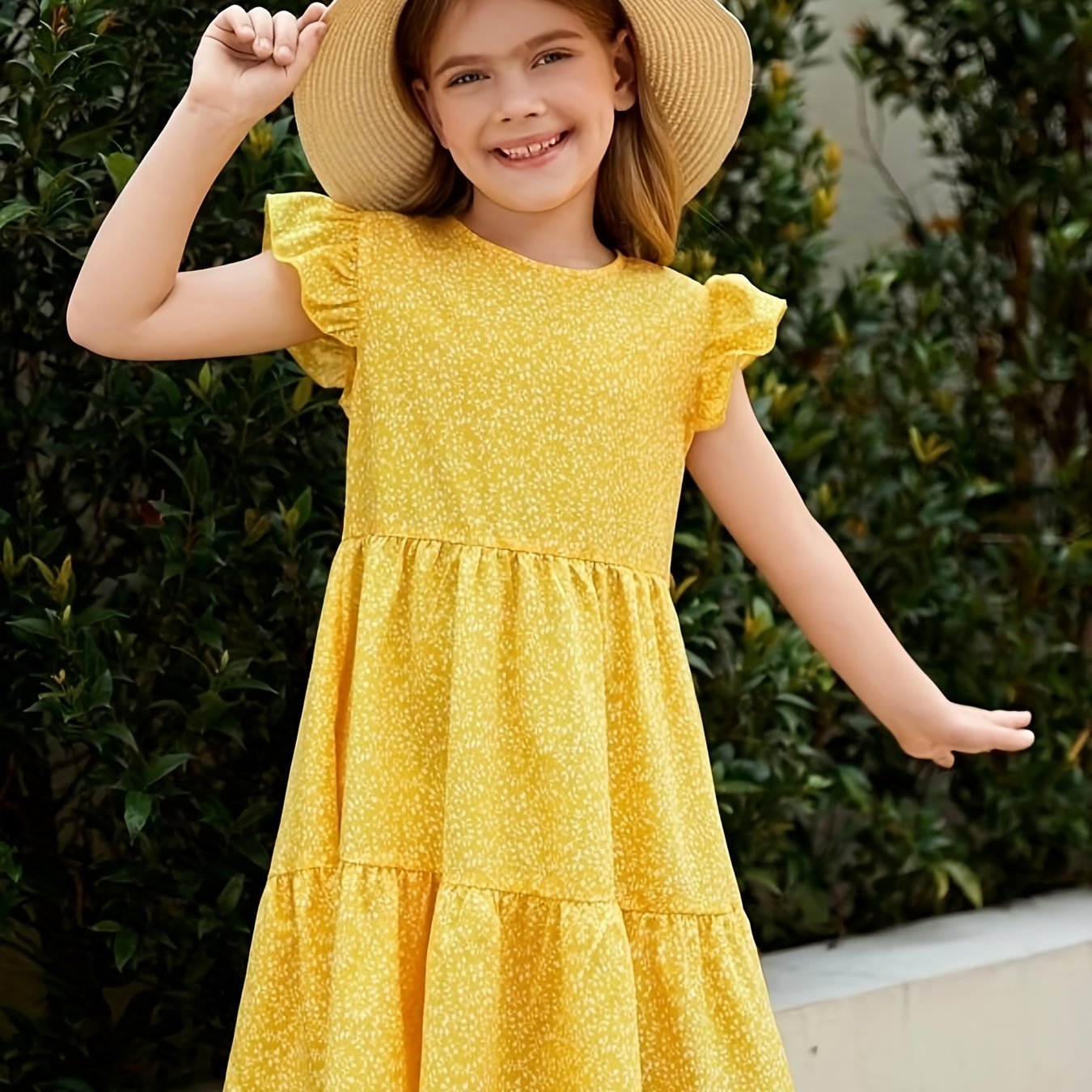 Girls Ruffle Sleeve Princess Dress For Summer Outdoor