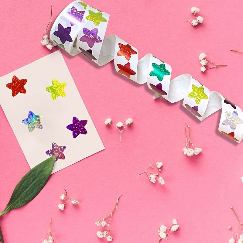 500 Glitter Star Pattern Sticker Roll Self-adhesive Labels