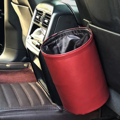 5L Car Trash Can Hanging Bucket PU Leather Waterproof Storage Bin